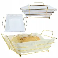 KOSZYK NA PIECZYWO CHLEB OWOCE WARZYWA ZŁOTY Z BIAŁYM BAWEŁNIANYM WKŁADEM