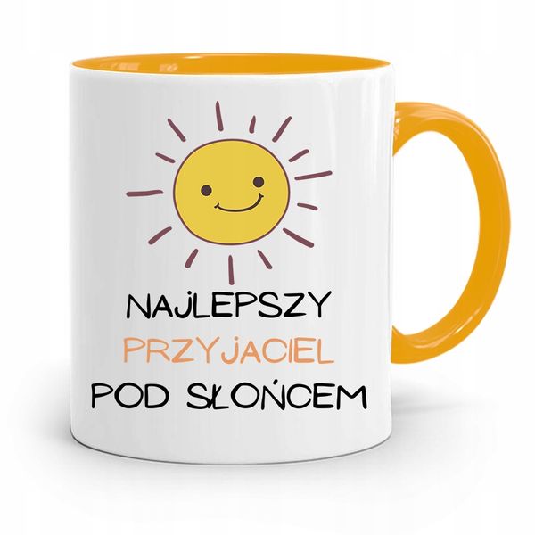 Kubek Żółty Dla Przyjaciela Najlepszy Pod Słońcem Z Nadrukiem Ze Zdjęciem zdjęcie 1