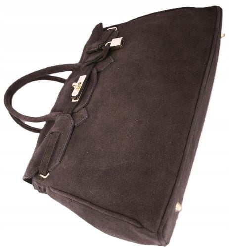 Torebka Włoska CZEKOLADOWA Kuferek SKÓRA ZAMSZ NATURALNY Vera Pelle+pasek na Arena.pl