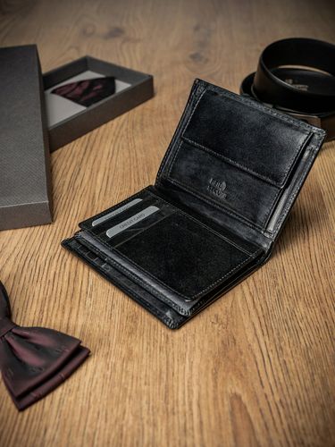 elegancki portfel męski ze skóry naturalnej, bez zapięcia - rovicky na Arena.pl