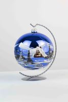 Niebieska Połyskująca Bombka na Boże Narodzenie na Stojaku 120