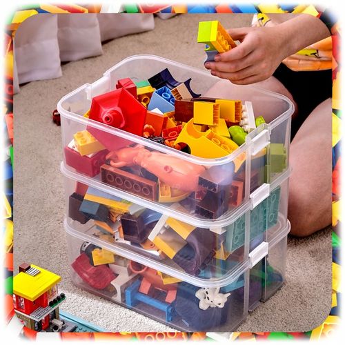POJEMNIK na Klocki 3-PIĘTROWY WARSTWOWY ORGANIZER z Przegródkami 18 L na Arena.pl