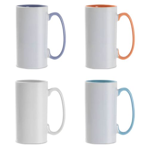 Biały kubek jasnoniebieskie ucho i wnętrze 380 ml z Twoim nadrukiem na Arena.pl