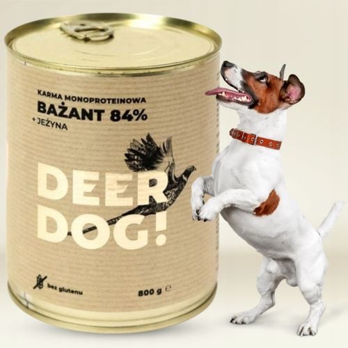 Mokra karma dla psa Deer Dog BAŻANT Z JEŻYNĄ puszka 800 G PREMIUM 84% MIĘSA na Arena.pl