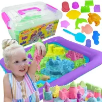 Piasek kinetyczny zestaw 3kg piaskownica basen foremki magiczny kolorowy