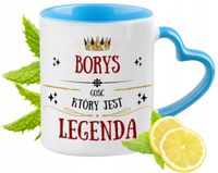 Dla Borysa Kubek Błękitny Z Uszkiem W Kształcie Serca Na Prezent Na Kawę