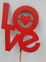 pik drewniany z napisem "love" serce   3szt.