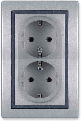 Gniazdko Elektryczne Podwójne Ścienne 16A srebrne na Arena.pl