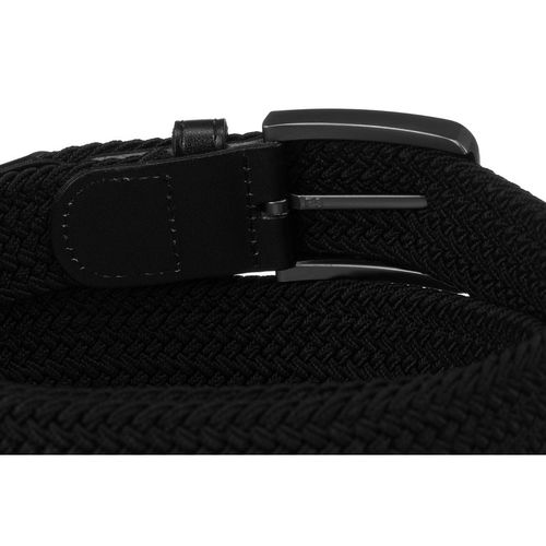 czarny, parciany pasek męski do spodni z tradycyjną klamrą w srebrnym na Arena.pl