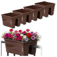 Skrzynka Balkonowa Na Balustradę 4 szt Doniczka Na Kwiaty Brązowa 29cm