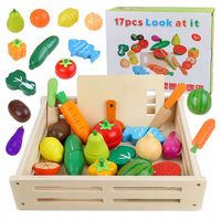 KLOCKI MAGNETYCZNE DREWNIANE OWOCE WARZYWA KLOCKI DUŻY ZESTAW MONTESSORI