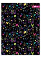 TECZKA Z GUMKĄ MY LOVE CZARNA A4 HAPPY COLOR