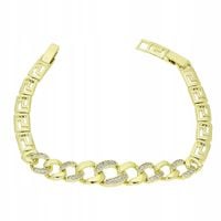 Bransoletka pozłacana 14K grecka z cyrkoniami 19,5 cm