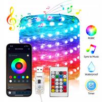 Lampki choinkowe RGB RGBIC PŁYNĄCE WODOODPORNE 10m 100 LED aplikacja pilot