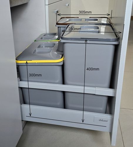 Kosz na śmieci SORT 62L do szafki szuflady 60 Blum 4 pojemniki na odpady na Arena.pl
