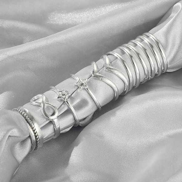 Srebrny ZESTAW PIERŚCIONKÓW RETRO PUNK BOHO 04 zdjęcie 4