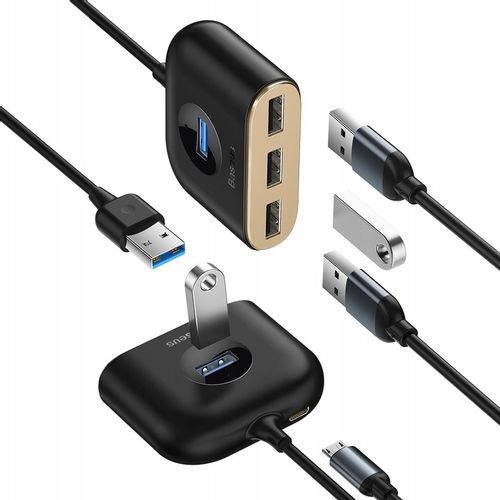HUB USB BASEUS ADAPTER ROZDZIELACZ ROZGAŁĘŹNIK USB 3.0 DO 4x USB KABEL 1M na Arena.pl