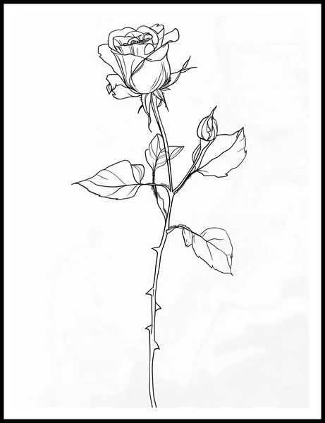 Plakat 75x100cm Kontur Róży zdjęcie 3