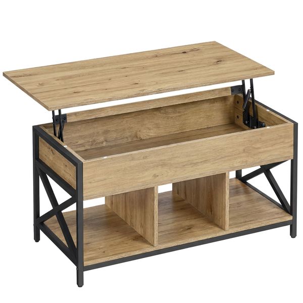 Stolik kawowy loft 100x50 cm dąb artisan wysuwany blat zdjęcie 1