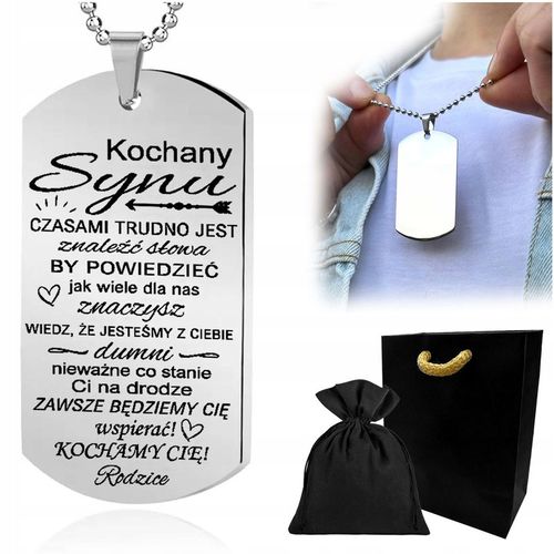 Nieśmiertelnik DLA SYNA z GRAWEREM męski prezent od Mamy Taty GRAWER GRATIS na Arena.pl
