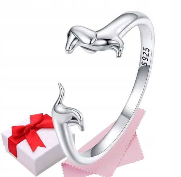 Pierścionek srebrny PIES regulowany s925 +pudełko zdjęcie 1