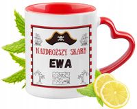 Kubek Czerwony Z Uszkiem W Kształcie Serca Dla Ewy Na Prezent