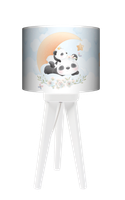 Lampa stołowa - nocna trójnóg drewniana mała -  Cute Panda (niebieska)
