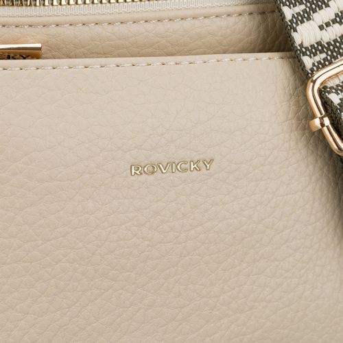 beżowa listonoszka damska ze skóry ekologicznej zamykana suwakiem - rovicky na Arena.pl