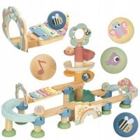 OGROMNY DREWNIANY MUZYCZNY TOR KULKOWY KULODROM 44el. PASTELOWY TOOKY TOY