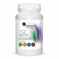 Aliness Cynk organiczny Trio 15mg ODPORNOŚĆ Skóra TESTOSTERON Paznokcie