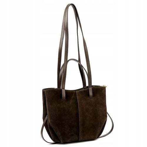 Vera Pelle torebka shopper skóra naturalna zamszowa brązowa czekoladowa na Arena.pl