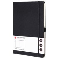 czarny notes w formacie a5 zadrukowany w kropki, wyposażony