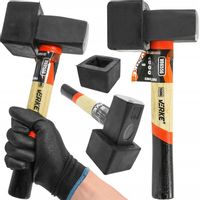 MŁOTEK BRUKARSKI Z NAKŁADKĄ GUMĄ KOSTKI BRUKOWEJ BRUKU 1500g MOCNY SOLIDNY!