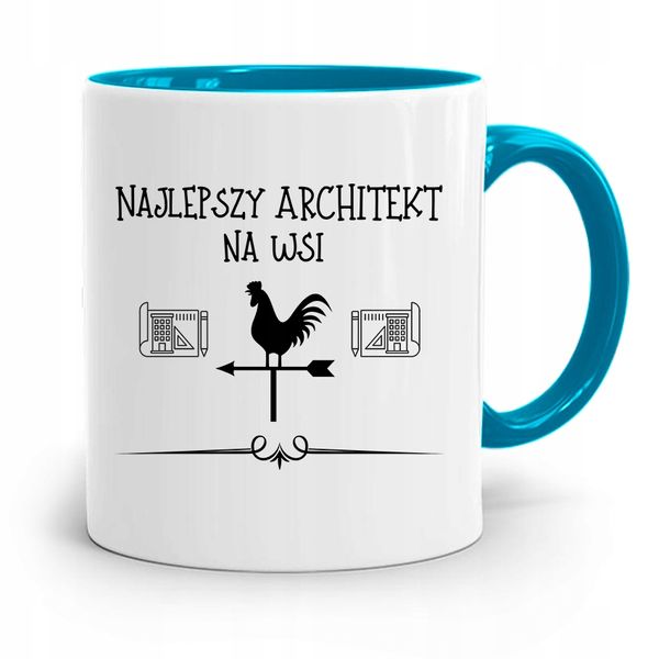 Kubek Błękitny Architekta Najlepszy Na Wsi Prezent Z Nadrukiem Ze Zdjęciem zdjęcie 1