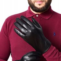 RĘKAWICZKI SKÓRZANE MĘSKIE OCIEPLANE SKÓRA CZARNE