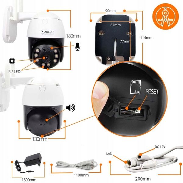 Kamera WiFi IP 8 Mpx 4K Zewnętrzna Obrotowa Bezprzewodowa ORLLO Z20 CHMURA zdjęcie 2