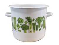 GARNEK EMALIOWANY BEZ POKRYWKI NET-POL BIAŁY WARZYWA ZIELONE 22 CM 7 L