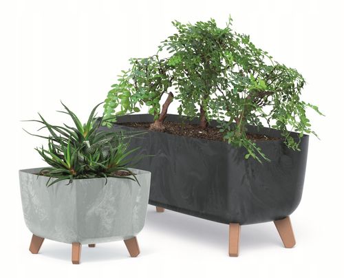 Doniczka kwadratowa na nóżkach GRACIA DGQL240E | Kremowy na Arena.pl