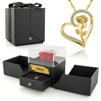 WIECZNA RÓŻA NASZYJNIK SERCE 925 złocony GRAWER prezent dla MAMY