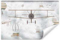 Fototapeta Dziecięca SAMOLOT Balony Niebo Styl Vintage 135cm x 90cm