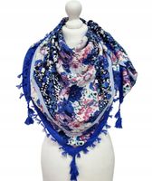 Piękna chustka / apaszka z frędzlami niebieska 14