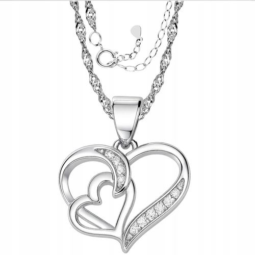 Srebrny Łańcuszek 925 Serce Serduszko Podwójne na Prezent Srebro na Arena.pl
