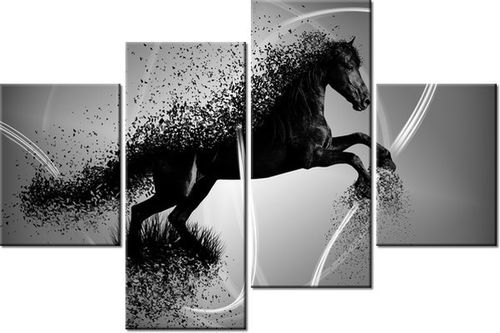 140CM 70 OBRAZ CZARNO BIAŁY KOŃ GMENTARYZACJA JAKUB BANAŚ ŚCIENNY na Arena.pl