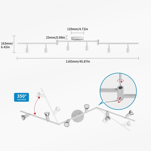 Lampa Sufitowa Oprawa Halogenowa 6X Gu10 Spot Ruchoma Regulowana Reflektor na Arena.pl