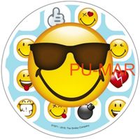 Opłatek na tort Urodziny Emotikony Emotikon Bużka Tekst Gratis Gruby 20 cm