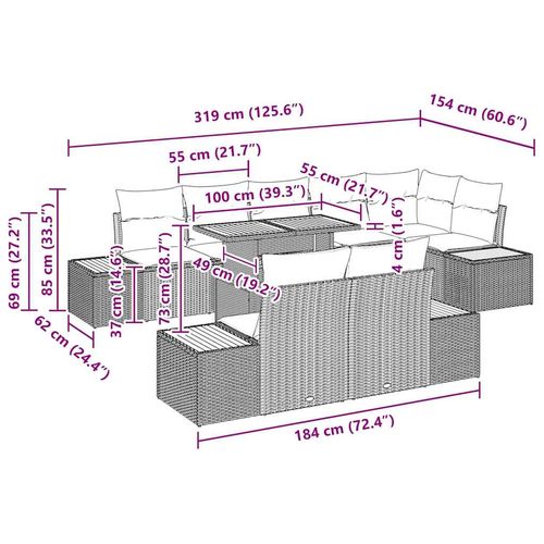 Zestaw do jadalni w ogrodzie z poduszką 9 pcs Szary i brązowy na Arena.pl