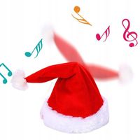 ZABAWNA TAŃCZĄCA I GRAJĄCA CZAPKA MIKOŁAJA PREZENT DEKORACJA ŚWIĄTECZNA