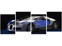 45CM 120 OBRAZ 4 ELEM BŁĘKITNE BUGATTI VEYRON ŚCIENNY