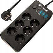 PRZEDŁUŻACZ LISTWA ZASILAJĄCA WŁĄCZNIK 3x USB 6 GNIAZD 3m USB TYP-C