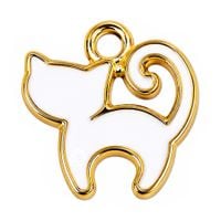 Zawieszka emaliowana mini KOT kotek 12x12mm biały 1szt.
